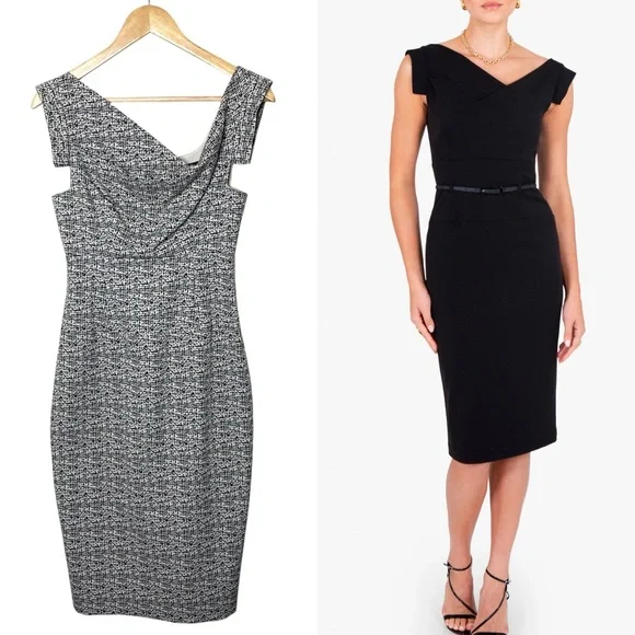 Black Halo | Dresses | Black Halo Classic Jackie O Sheath Dress Black  Pattern Sz 4 | Poshmark